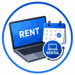 Laptop rental booking service icon